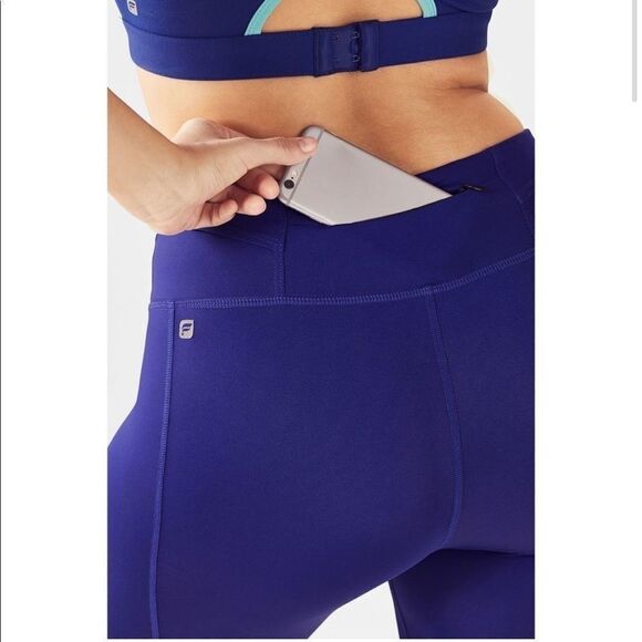 Fabletics Gia Powerlite Hold Blue Crop Leggings Size - Picture 9 of 10